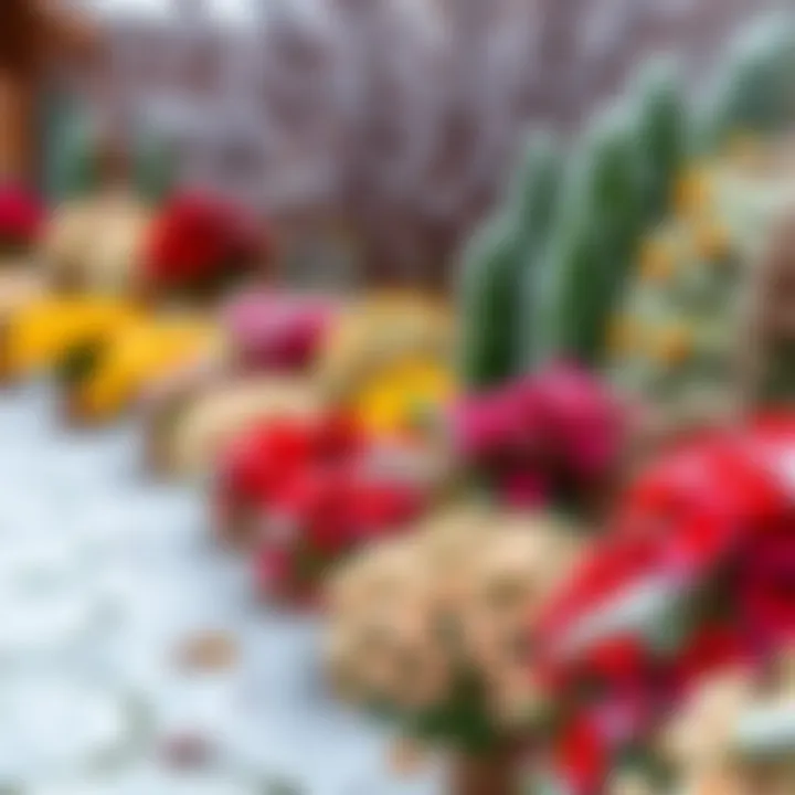 A beautifully arranged winter garden with vibrant colors